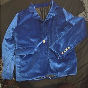 Luxurious Royal Blue Velvet Women's Blazer